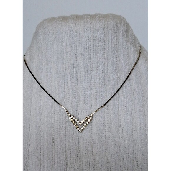 Vintage Dainty Silvertone Rhinestone Arrow Mangalsutra Necklace 16 in - Picture 3 of 8